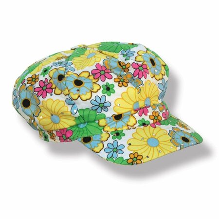 GOLDENGIFTS Fabric 60s Flower Print Hat - One Size Fits All, 6PK GO2095557